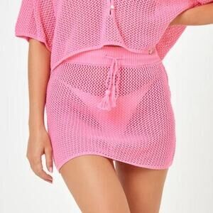 NWT LSpace Coast is Cear Crochet Mesh Mini Skirt Swim Converup Size XS